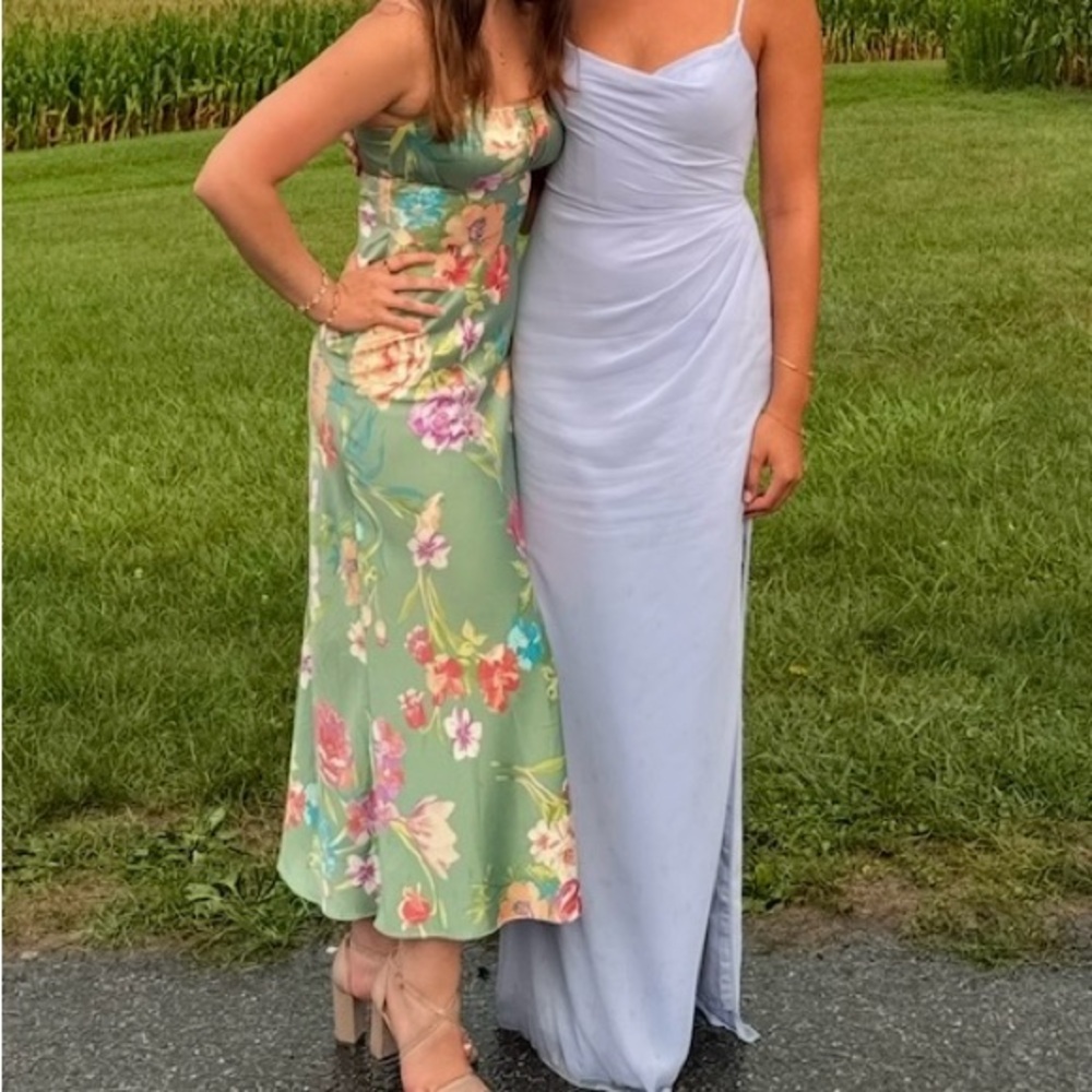Periwinkle Maxi Formal Bridesmaid Dress Evening Gown